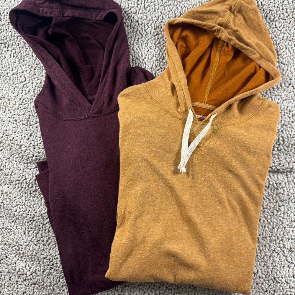 Sonoma Light Weight Hoodie 2 Pack. Men’s XL. Burgundy. Mustard.
